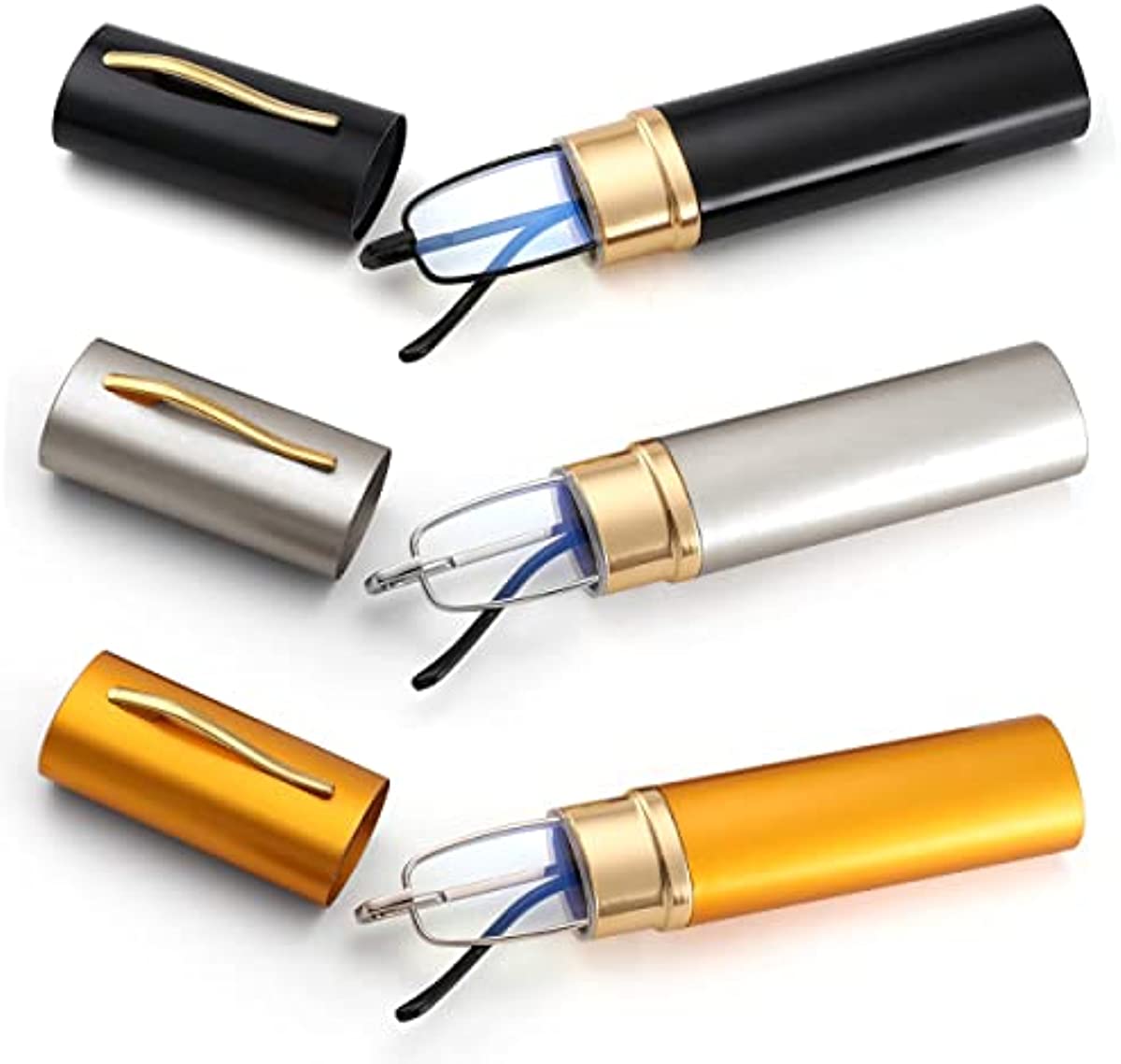 Slim Pen Reading Glasses-Slim Pocket Readers with Pen Clip Case Mini Lightweight Readers with Blue Light