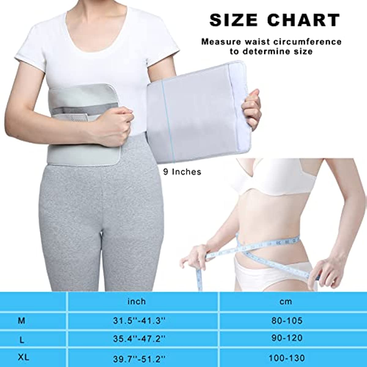 Abdominal Binder Post Surgery for Men and Women, Postpartum Tummy Tuck Belt Provides Slimming Bariatric Stomach Compression, Double Compression, Breathable - 9\'\'（M）