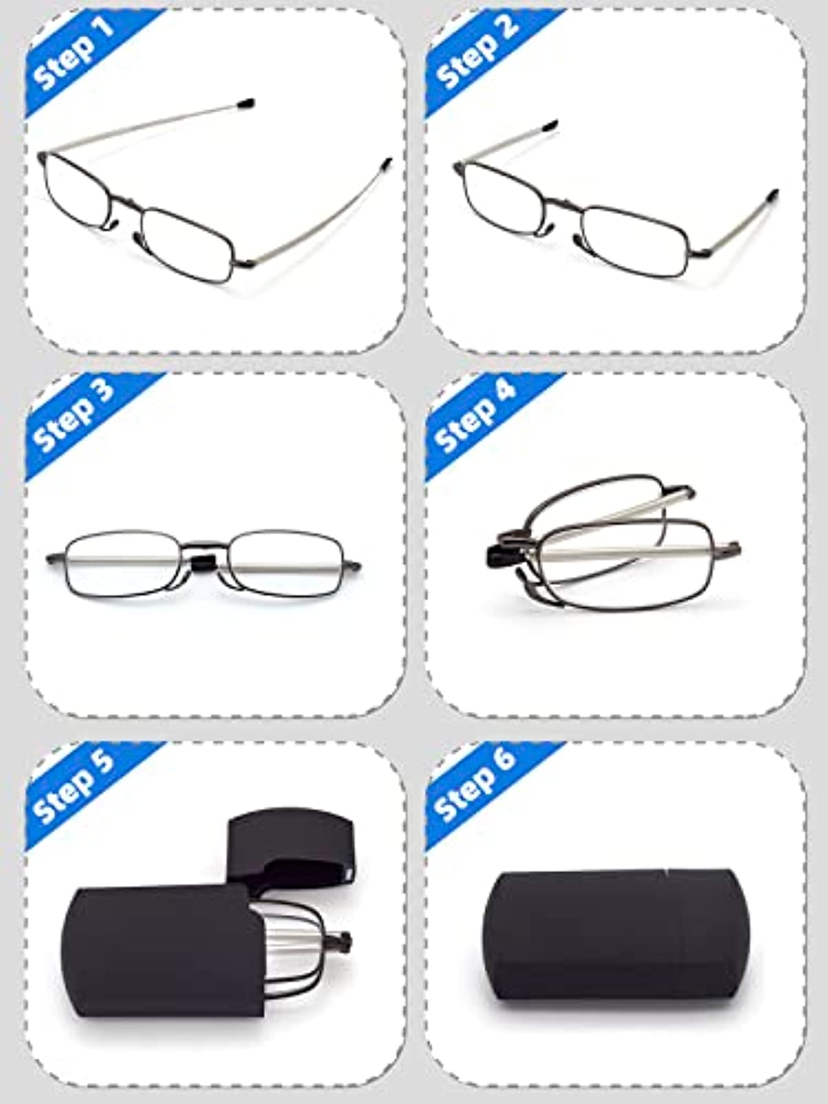 Reading Glasses Men Women, Pocket Wallet Purse Compact Hard Cases Folding Spring Hinge Readers, Transparent Clear Lens