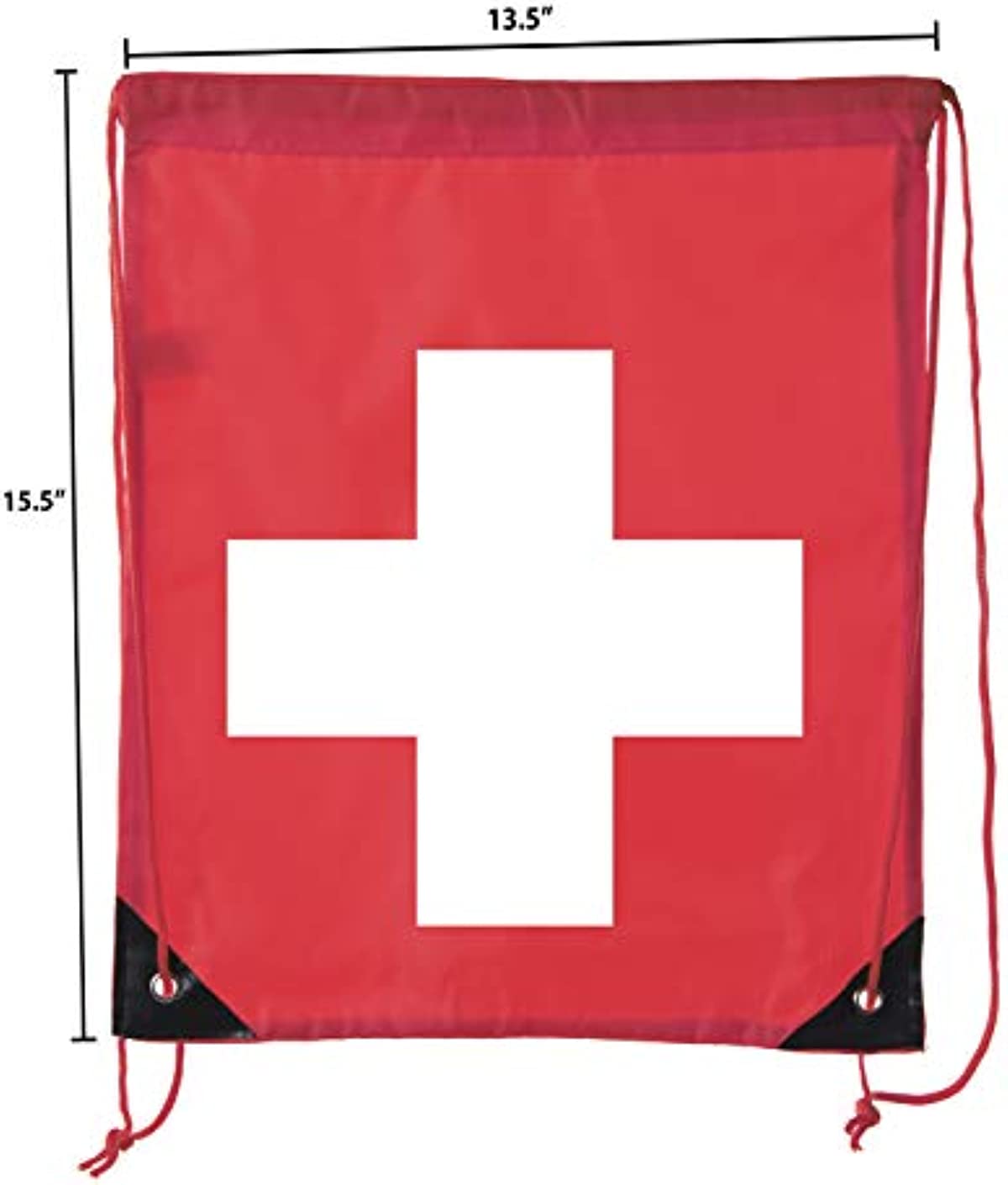 First Aid Backpack Drawstring Medical Bag for Emergencies or Epi Pen & Medicine - 6PK Red CA2500FirstAid S5
