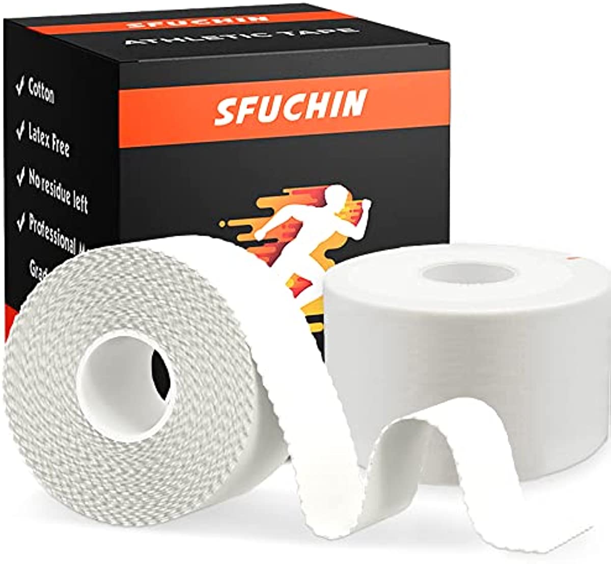 Athletic Tape - Medical Tape - Ankle Tape - Sfuchin 2 Pack 1.5\" X 15 Yard Sports Tape - Strong Easy Tear NO Sticky Residue for Wrist Tape Baseball Arms Football Climbing Boxing Lacrosse Hockey Stick