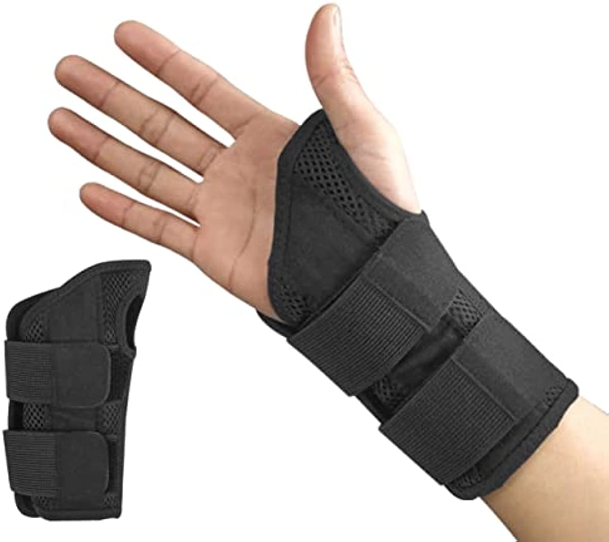 Wrist Brace for Carpal Tunnel Relief Night Support , Hand Brace with 2 Stays for Women Men , Adjustable Wrist Support Splint for Right Left Hands for Tendonitis, Arthritis , Sprains (Large/X-Large (Pack of 1), Right Hand-Black)