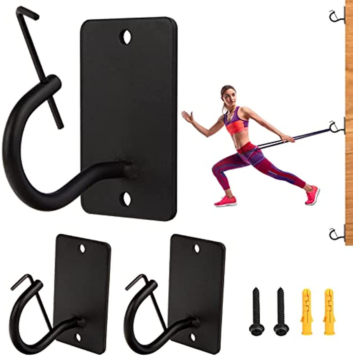 3Pcs Exercise Bands Wall Anchors,Gym Body Weight Straps Workout Anchor,Heavy Duty Wall Mount Workout Anchors,for Home Office Strength Training Stretching Exercise