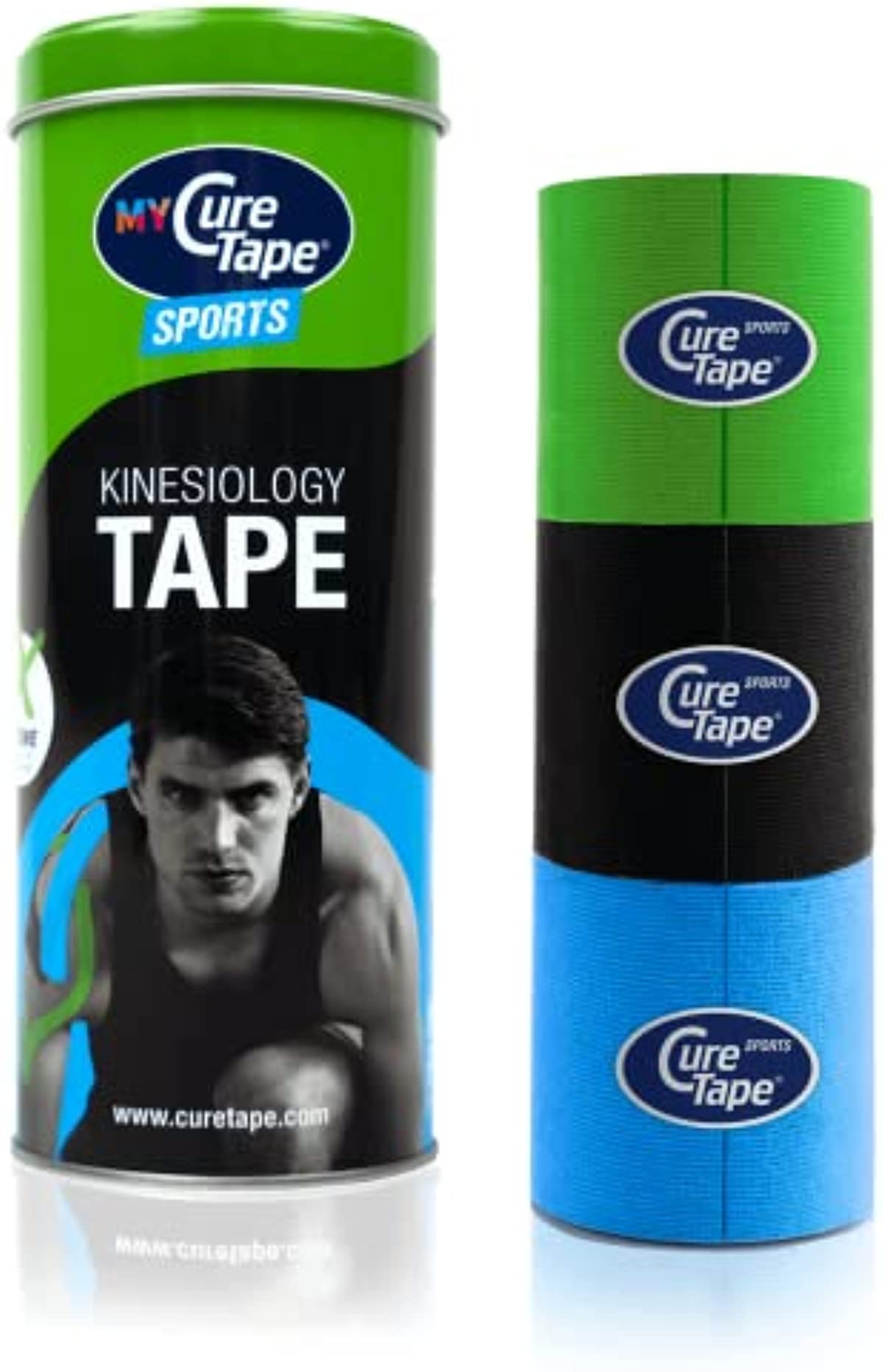 CureTape 3 Rolls (2”x8ft) Waterproof Kinesiology Tape | The Best Adhesion | Medical Kinesiology Tape for Extreme Sport Conditions | Increase Mobility & Performance | Reduce Joint Pain & Recover Faster