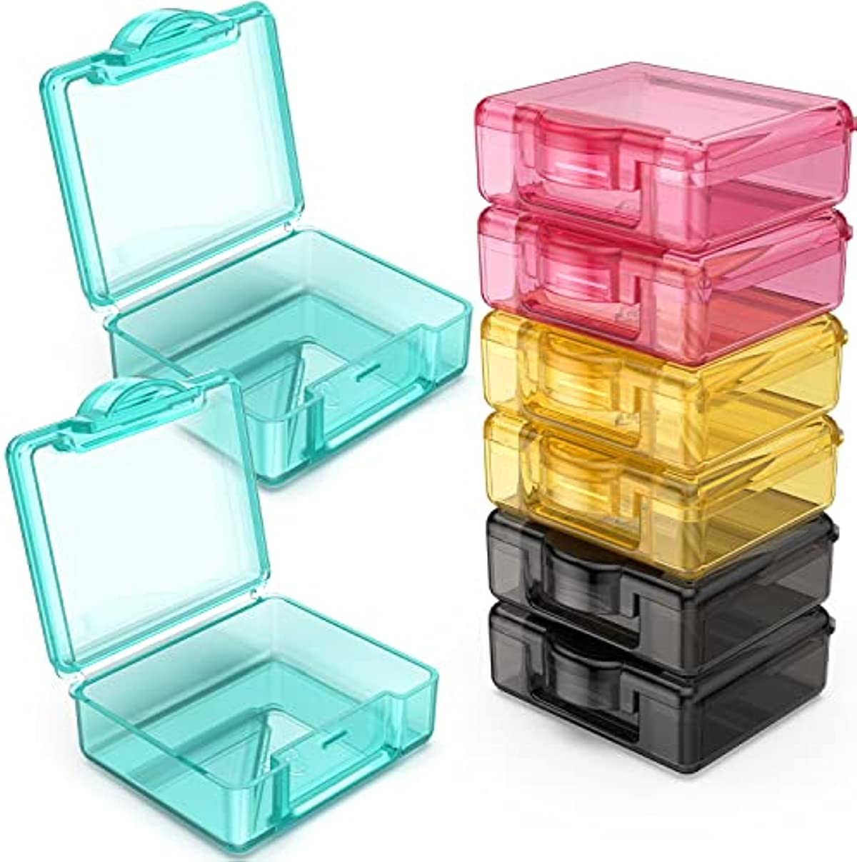 Small Pill Box 8 pcs,Cute Travel Pill Organizer Case Mini Tiny Clear Plastic Storage Containers Portable for Pocket Purse