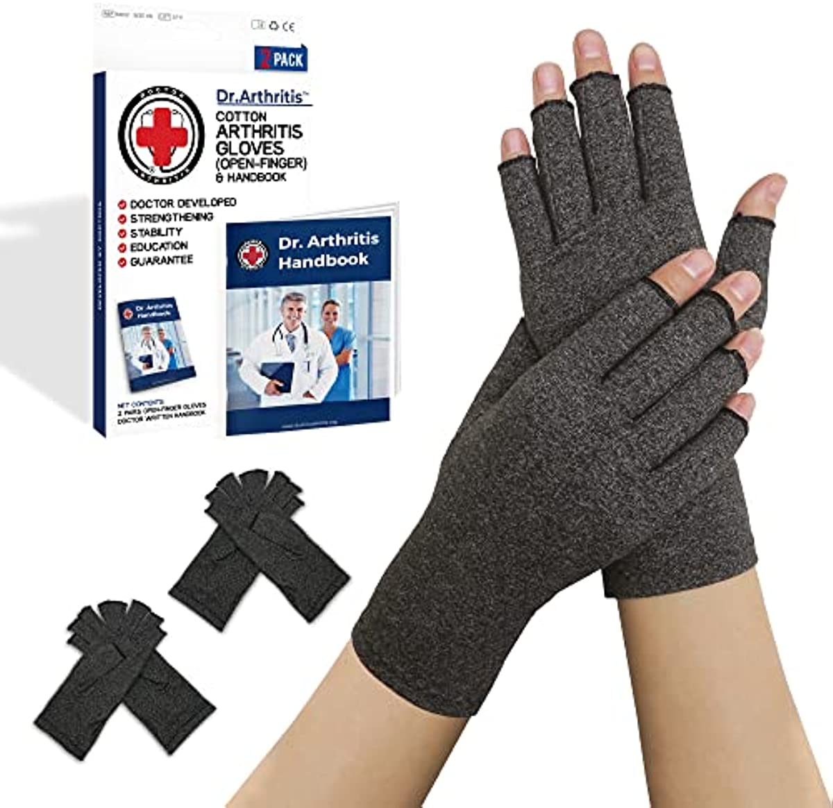 Compression Gloves for Women and Men: Arthritis Pain Relief for Hands, Daily Comfortable Wrist Support by Dr. Arthritis (Medium,2 Pairs)