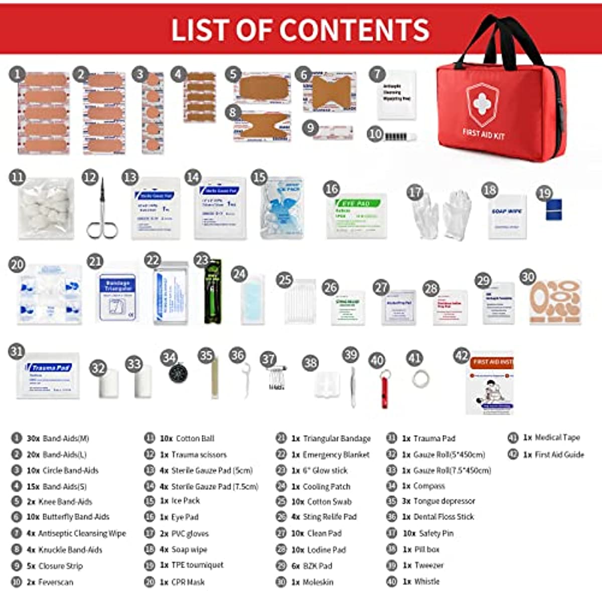 Kitgo Small First Aid Kit with 192 Pcs Essential Medical Supplies Emergency for Workplace Home Sports Wilderness Survival Driving Traveling Boating Hiking