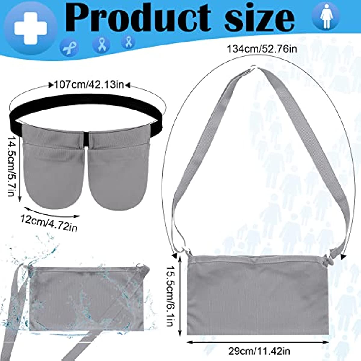 Tondiamo Mastectomy Drainage Pouch with Shower Bag Adjustable Mastectomy Drain Holder Waist Belt Breast Drainage Carrier for Mastectomy Breast Reduction Augmentation Recovery Support Patient Care Kit