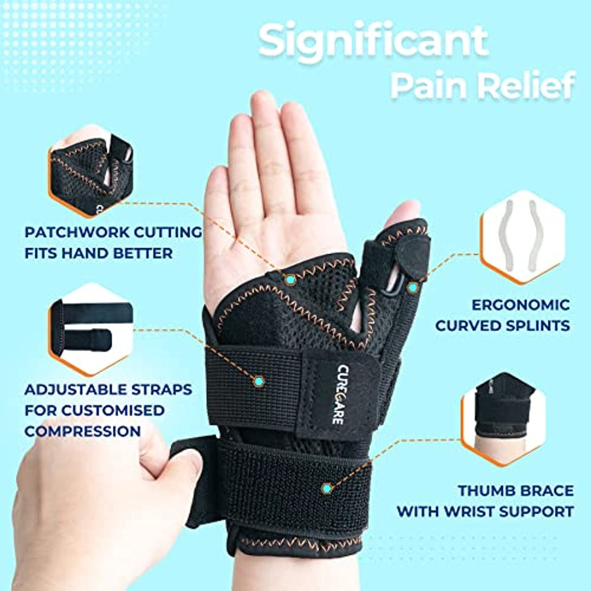 2022 New Updated Thumb Brace for Women and Men, Reversible Trigger Thumb Splint for Day & Night Support, Breathable Thumb Stabilizer for Arthritis, Tendonitis, Sprains Thumb Pain Relief (Black)