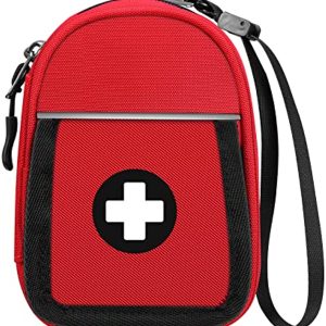 SITHON Insulated Medicine Carrying Case Bag - Small Travel Medication Organizer Emergency Medical Pouch Holds Auvi Q, Nasal Spray, Allergy Meds, Asthma Inhaler Case, Red