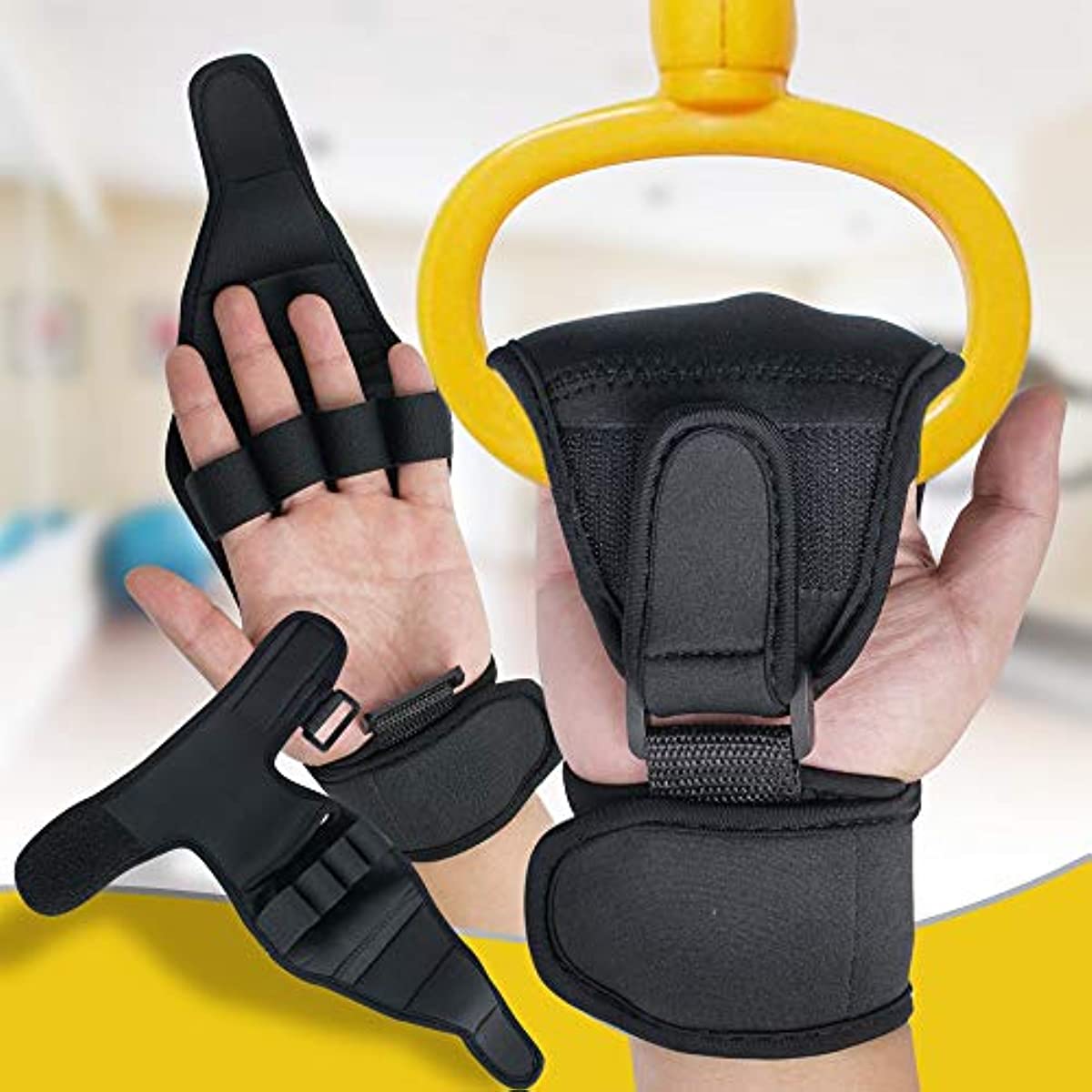 Lolicute Finger Splint Brace Ability,Finger Anti-Spasticity Rehabilitation Auxiliary Training Gloves for Stroke Hemiplegia Patient and Athlete Finger Rehabilitation [Single Hand Universal] (Black)