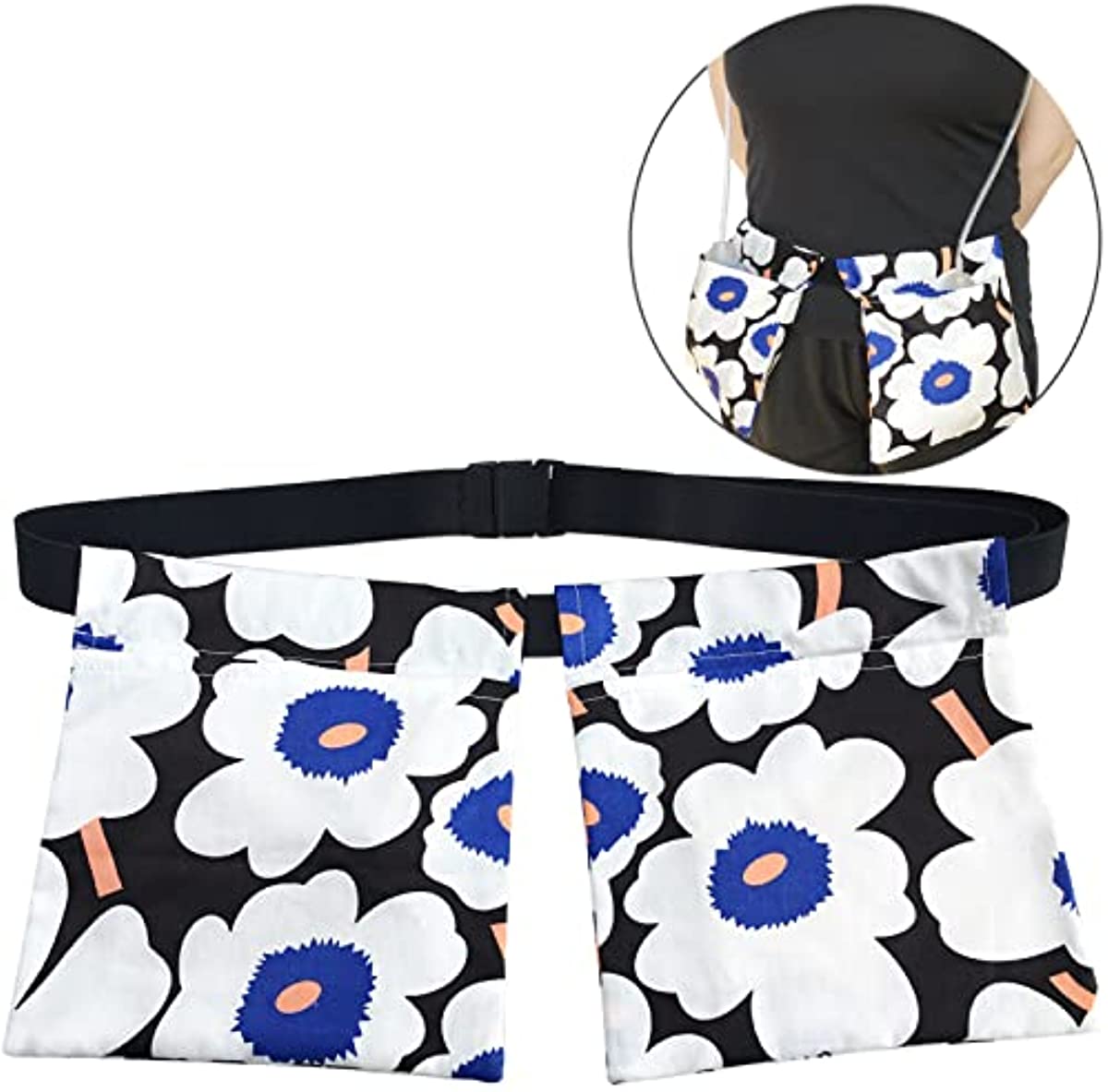 HapiPoppy Mastectomy Drainage Pouch Adjustable Drain Belt Floral Print Holder for JP Bulbs Breast Cancer Post Surgery Reconstruction Abdominal Tummy Tuck Recovery Surgical Support Pocket (Poppy Black)