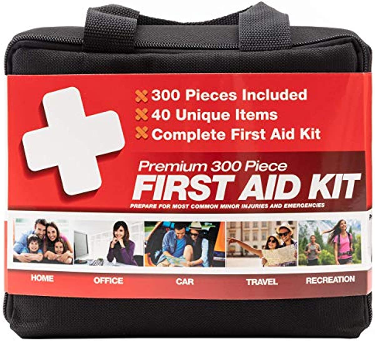 M2 BASICS 300 Piece (40 Unique Items) First Aid Kit | Premium Emergency Kits | Home, Camping, Car, Office, Travel, Vehicle, Survival