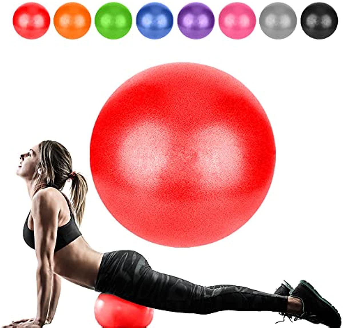 Small Pilates Ball, Therapy Ball, Mini Workout Ball, Core Ball, 9 Inch Small Exercise Ball, Mini Bender Ball, Pilates, Yoga, Workout, Bender, Core Training and Physical Therapy, Improves Balance
