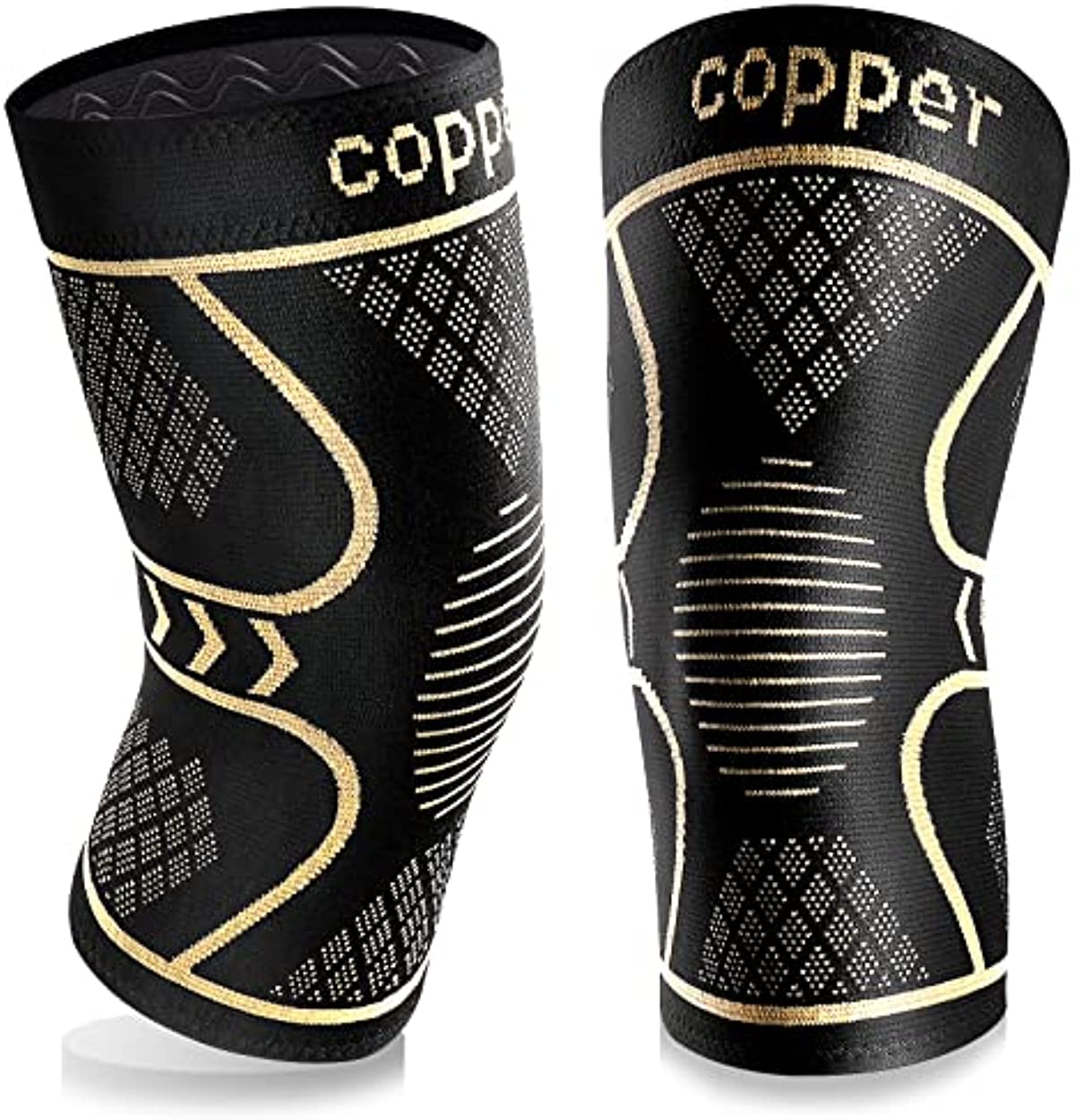 Copper Knee Braces for Knee Pain 2 Pack, Knee Compression Sleeve Support for Men and Women, Medical Grade Knee Pads for Running, Hiking, Working, Arthritis, ACL, Meniscus Tear, Joint Pain Relief