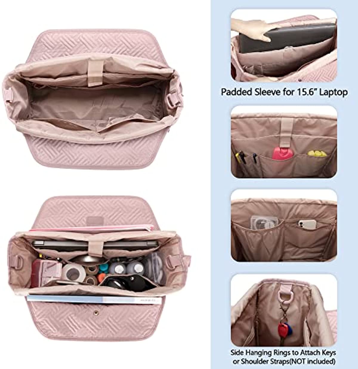 Fasrom Nurse Bag for Work Nurses with Laptop Compartment, Clinical Tote Bag for Nursing Students or Doctors, Pink (Empty Bag Only)