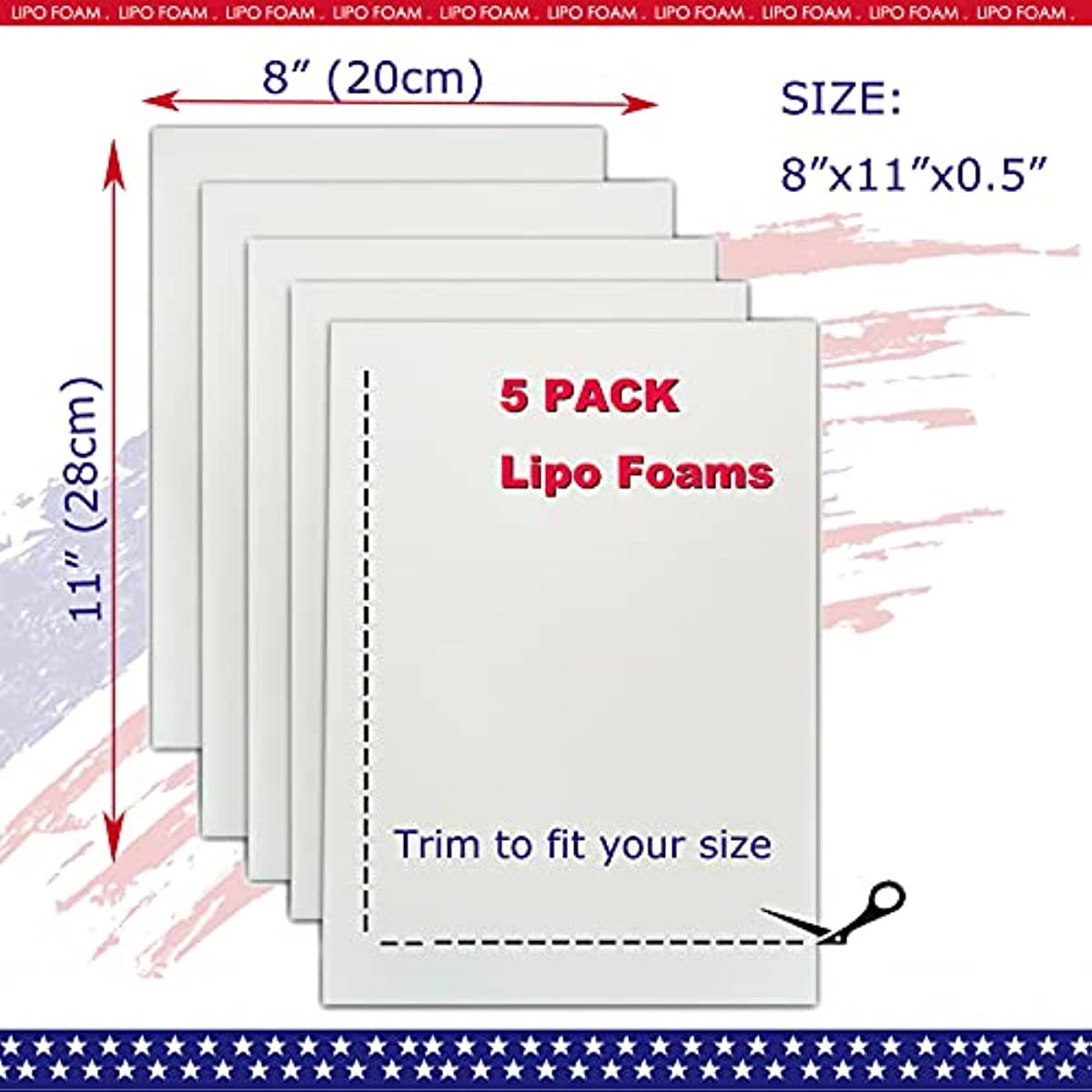 5 Pack Lipo Foam Pads for Post Surgery Ab Board Liposuction Surgery Flattening Abdominal Compression Garments Lipo Foam Sheets 8\" x 11\"