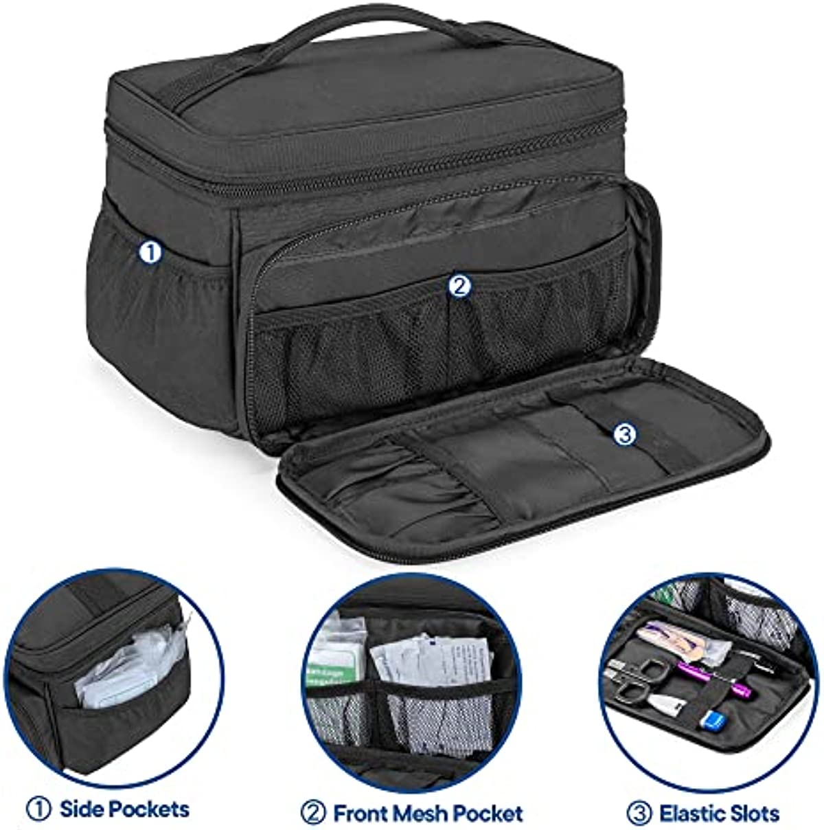 Damero Small Medicine Storage Bag Empty, Emergency Trauma Kit Organizer Bag Family First Aid Box for Hiking, Camping and Home - No Accessories Included