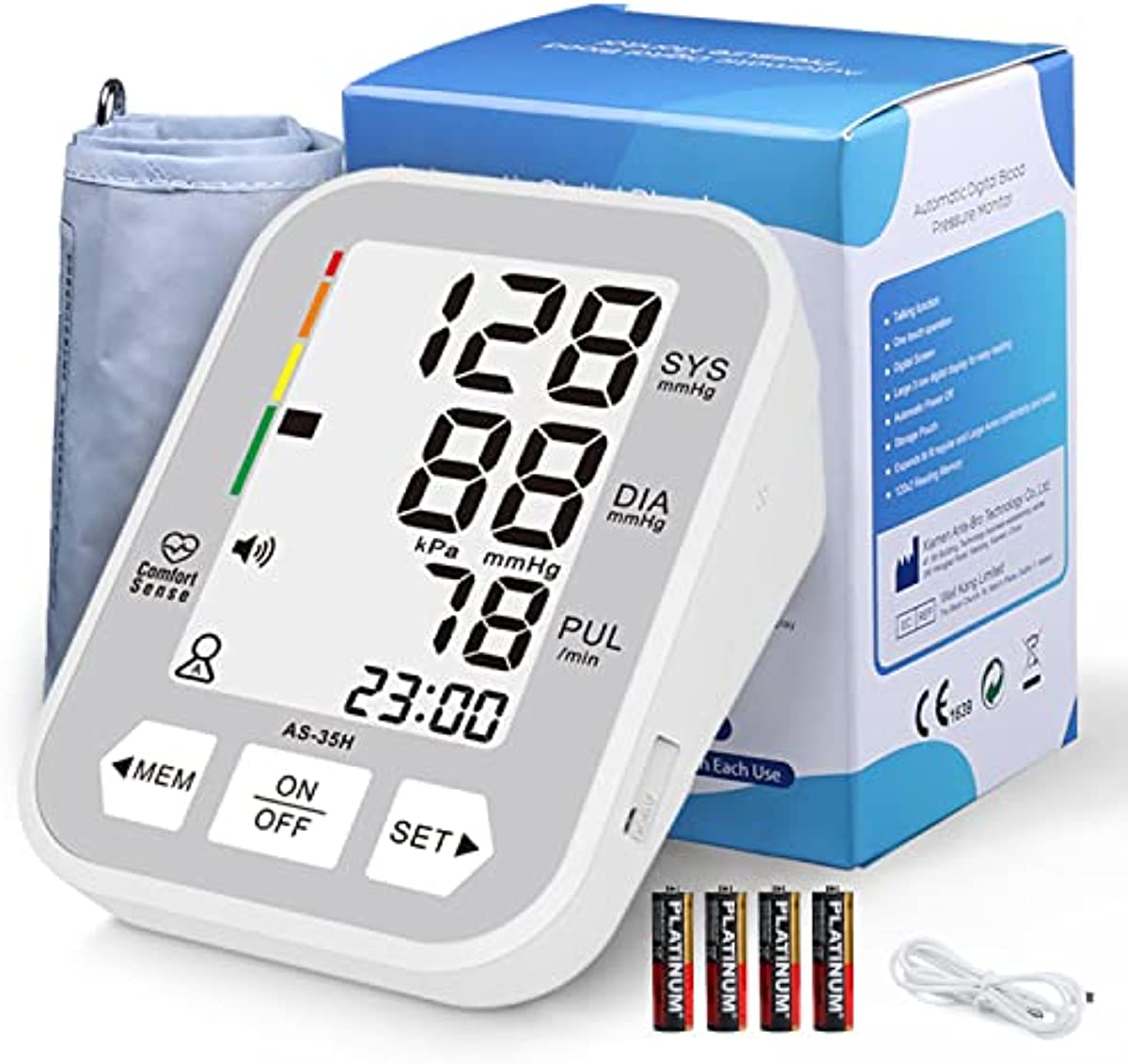 Blood Pressure Monitor Upper Arm, Automatic Digital BP & Pulse Rate Machine with Large Cuff - 4.3\'\' LCD & Broadcast with 2×120 Memory for Home Use