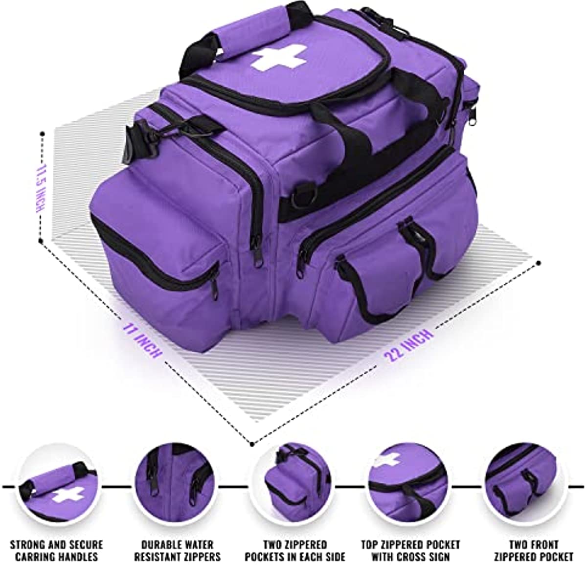 ASA TECHMED First Aid Responder EMS Emergency Medical Trauma Bag Deluxe, Purple
