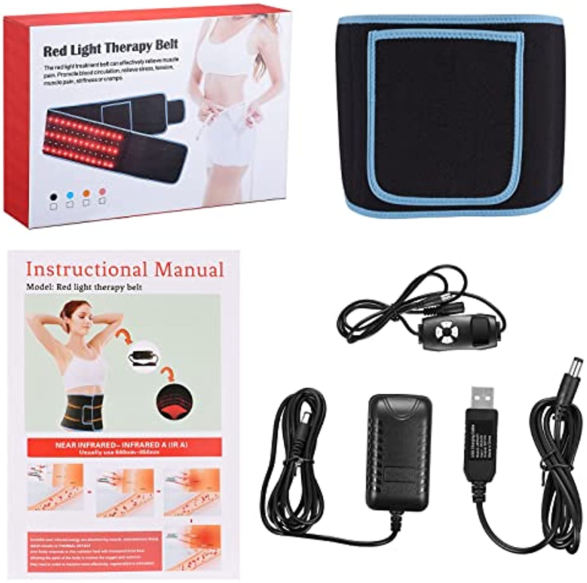 TOPQSC Infrared Red Light Therapy Belt for Pai.n Relief, 20W Homeuse Wearable Infrared Light Therapy Pad for Back Shoulder Joints Muscle Pai.n Relief, Massager Equipment