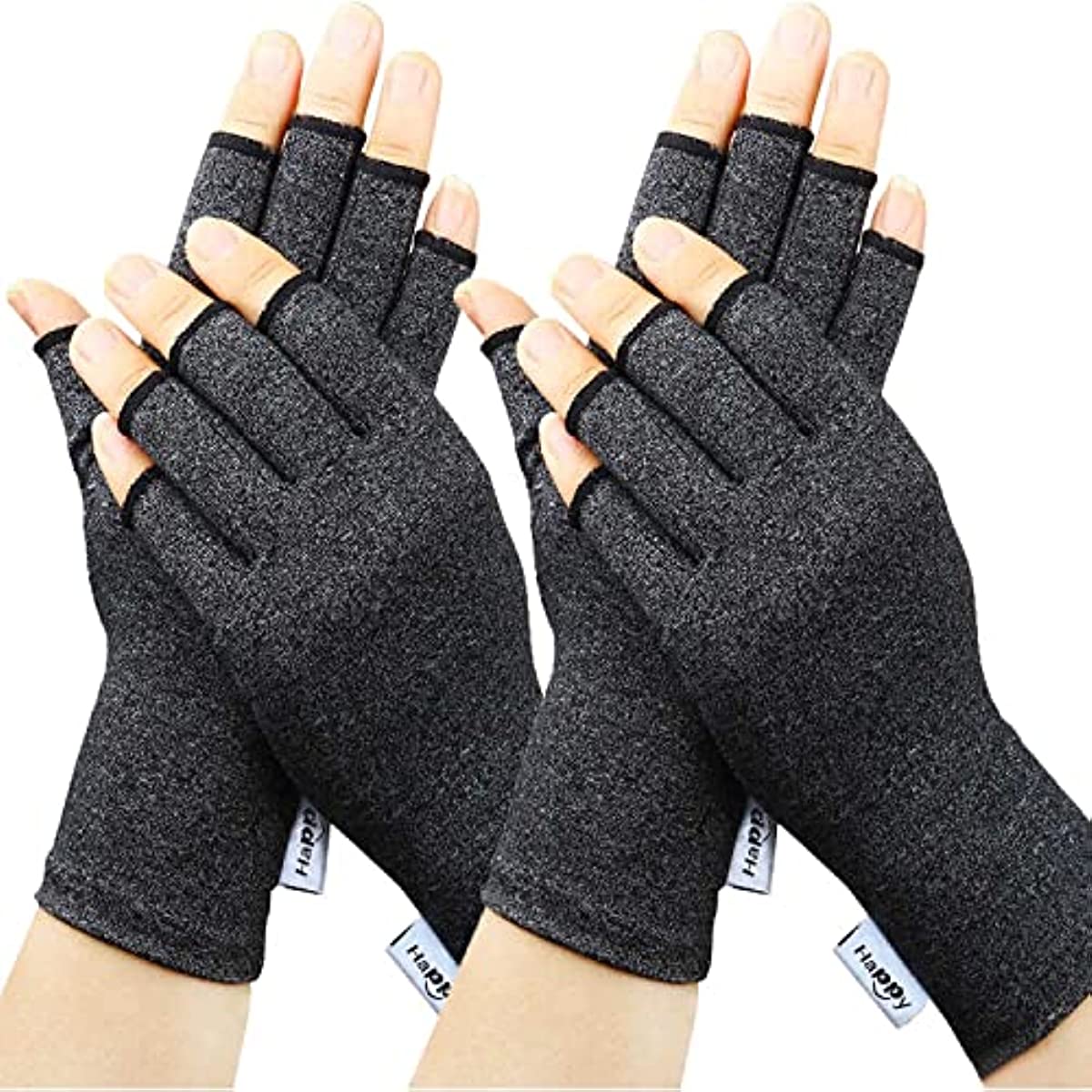2 Pairs Arthritis Gloves, Compression Gloves for Rheumatoid & Osteoarthritis,Joint Pain Relief, Carpal Tunnel Wrist Support,Computer Typing,Fingerless Gloves for Women (Black, Small)