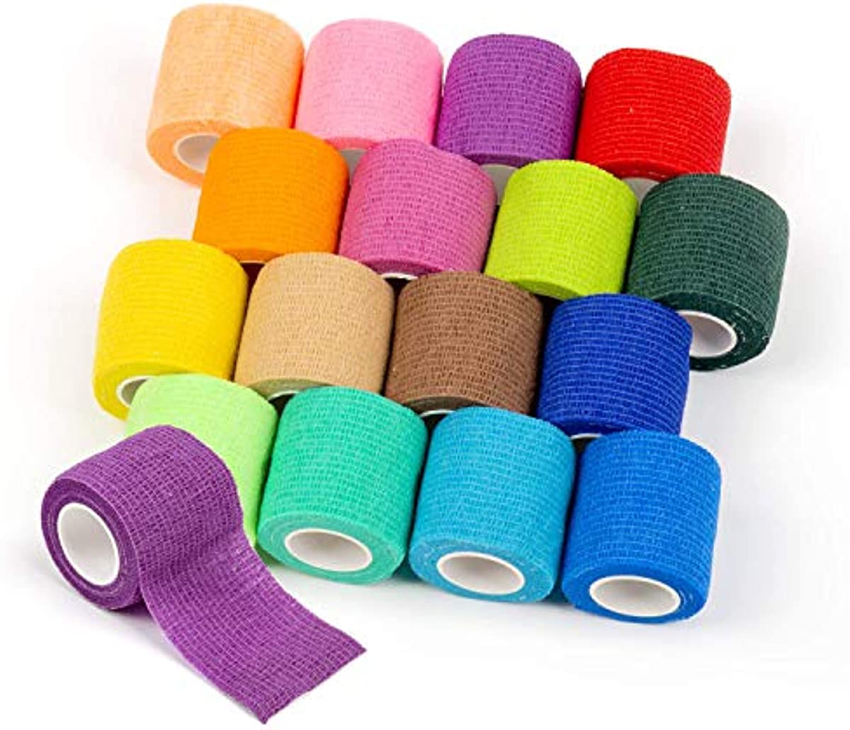 16Pcs Disposable Cohesive Tattoo Grip Cover Wrap, Self Grip Roll Elastic Bandage Handle Grip Tube