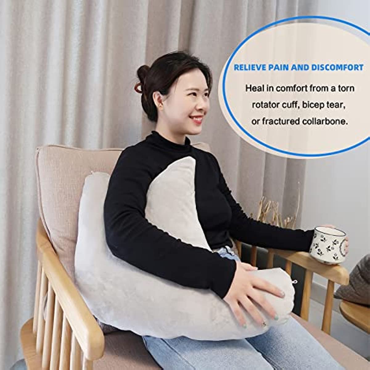 Shoulder Surgery Pillow, Ergonomic Rotator Cuff Pillow, Comfortable Post Shoulder Surgery Pillow, Adjustable Structure Provide Support, Shoulder Pain Relief, Firm and Removable (Grey)