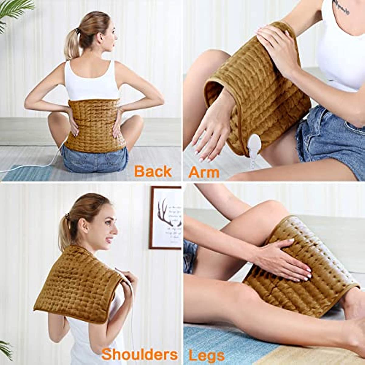 Heating Pad - Electric Heating Pads - Hot Heated Pad for Back Pain Muscle Pain Relieve - Dry & Moist Heat Therapy Option - Auto Shut Off Function (Brown, 12\" x 24\")