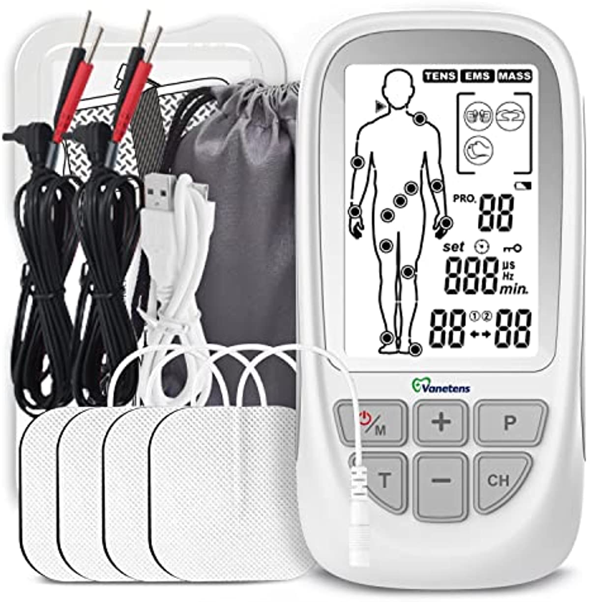 VANETENS Tens Unit Muscle Stimulator for Pain Relief Therapy Tens Mahine