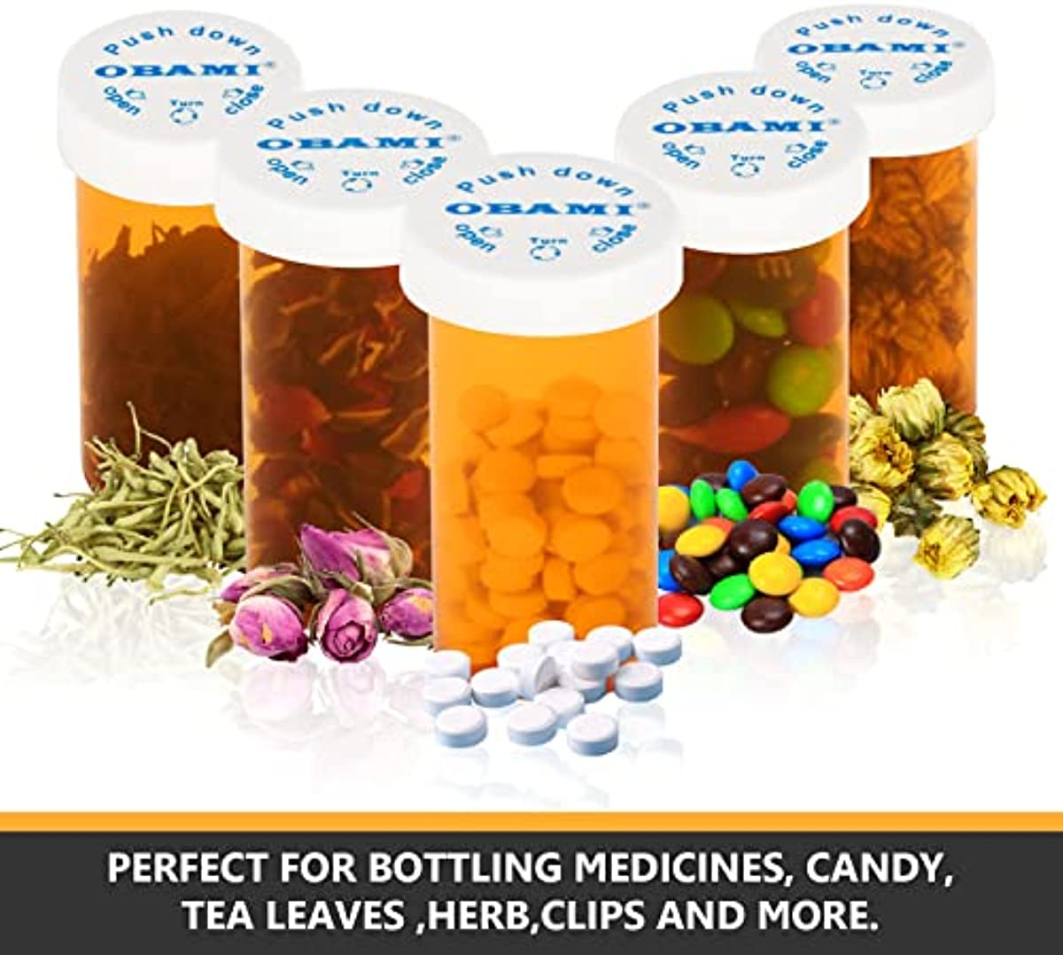 Plastic Medicine Pill Bottles with Child Resistant Caps - Push Down and Turn - Prescription Vial, Medicine Container, Pill Cases Dispenser Organizers (8 Dram, 12pcs)