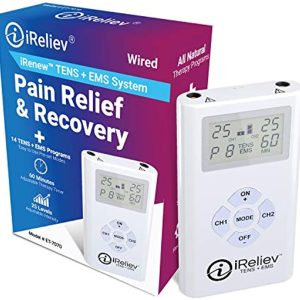 TENS Unit and EMS Muscle Stimulator Combination for Pain Relief, Arthrits and Muscle Recovery - Treats Tired and Sore Muscles in Your Shoulders, Back, Ab\'s, Legs, Knee\'s and More