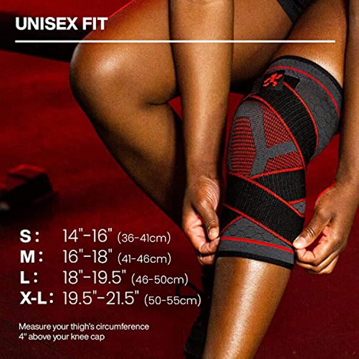 UFlex Knee Brace Compression Sleeve with Straps, Non Slip Running and Sports Support Braces for Men and Women, Sports Safety in Basketball, Tennis - Pain & Discomfort Related to Meniscus Tear (Medium, 2 Pack)