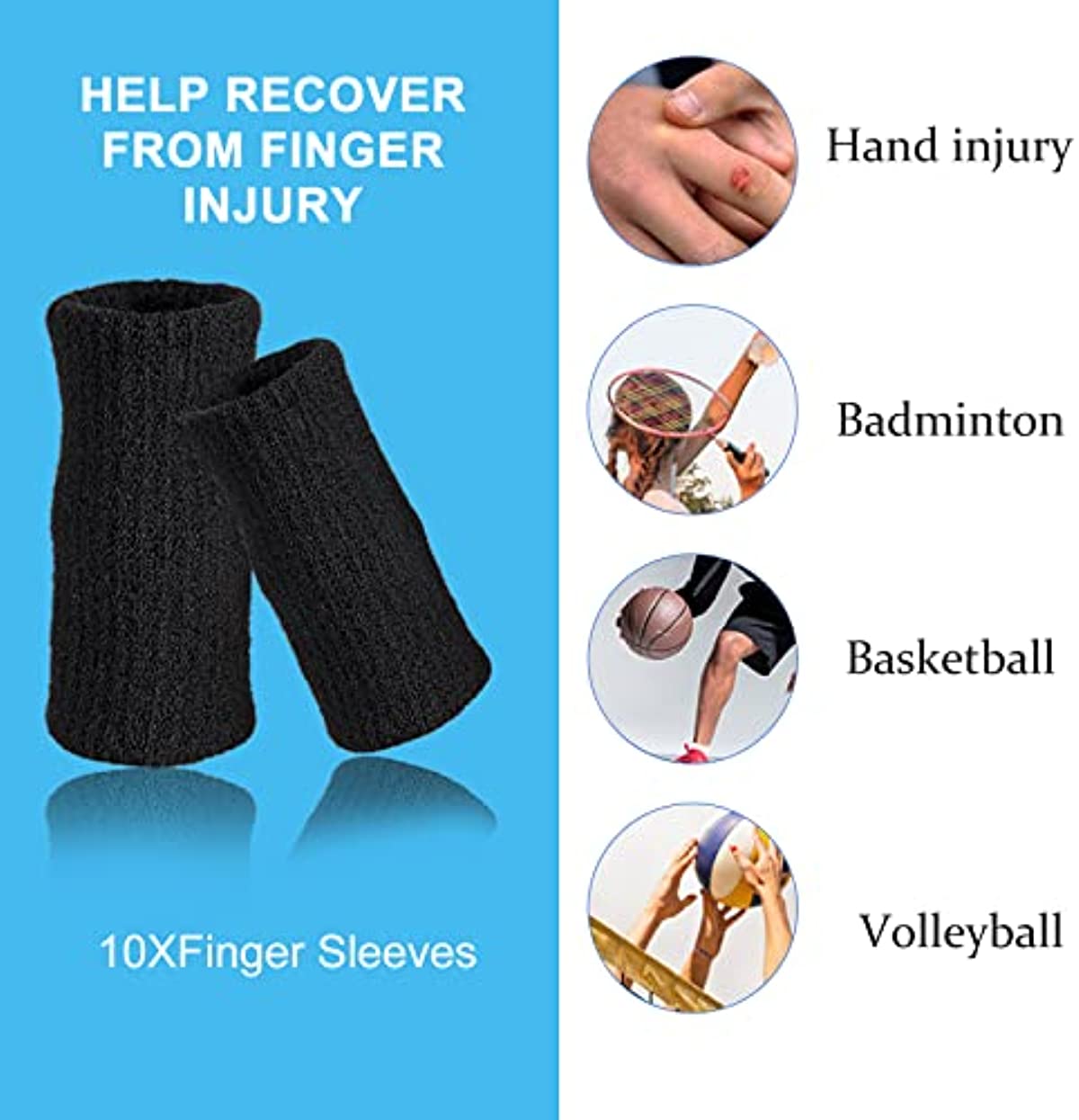 10Pcs Finger Compression Sleeves Support, EDNYZAKRN Finger Sleeve Protectors Cots Thumb Brace for Trigger Finger Arthritis Swelling Basketball Sport, Breathable Elastic Pain Relief