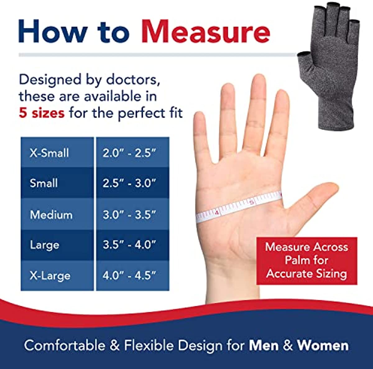 Compression Gloves for Women and Men: Arthritis Pain Relief for Hands, Daily Comfortable Wrist Support by Dr. Arthritis (Medium,2 Pairs)