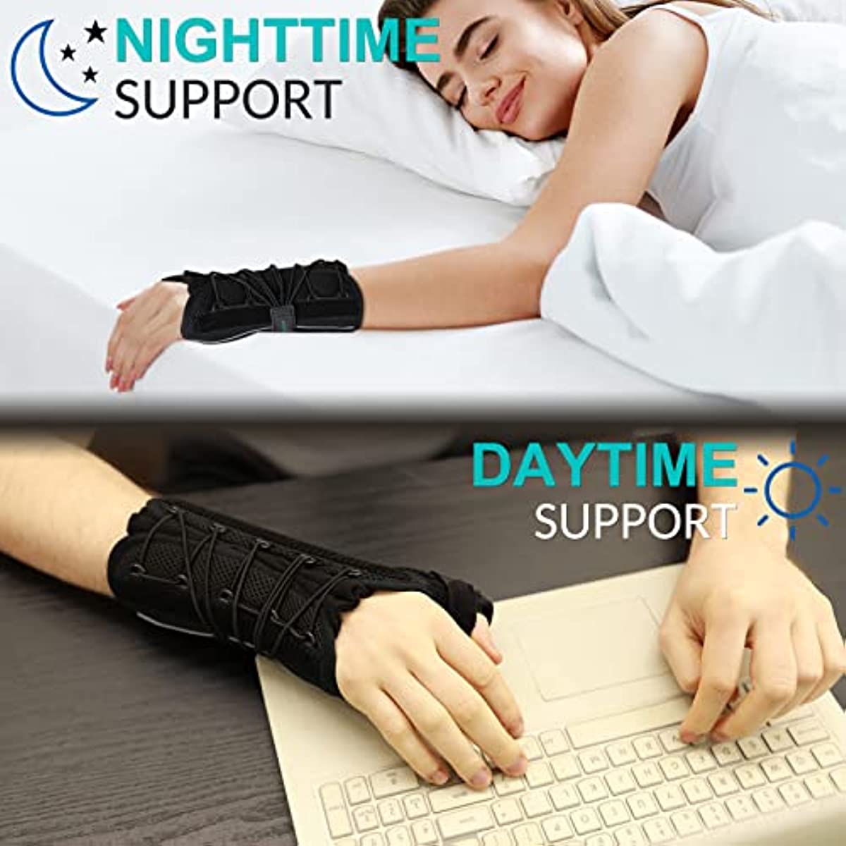 TANDCF bestlife Unisex Universal Wrist Lacer Thumb Spica Splint for Carpal Tunnel Syndrome & De Quervain’s Syndrome,Adjustable Night Wrist Thumb Support Brace with Splints Right Hand For Women & Men,Great for Tendonitis,Arthritis,Wrist Pain,Sprain,Sports Injuries,Joint Instability(Left,XL)