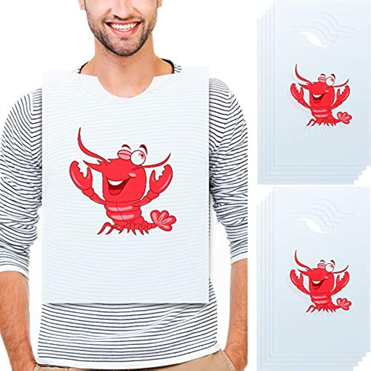 30 Piece Lobster Bibs 23 Inch Crawfish Boil Party Supplies Crab Plastic Seafood Funny Bibs for Adult Size