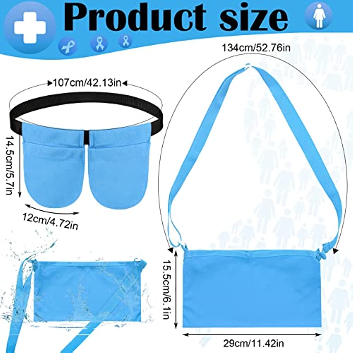 Mastectomy Drainage Pouch with Shower Bag Adjustable Mastectomy Drain Holder Waist Belt Breast Drainage Carrier for Mastectomy Breast Reduction Augmentation Recovery Support Patient Care Kit(Blue)