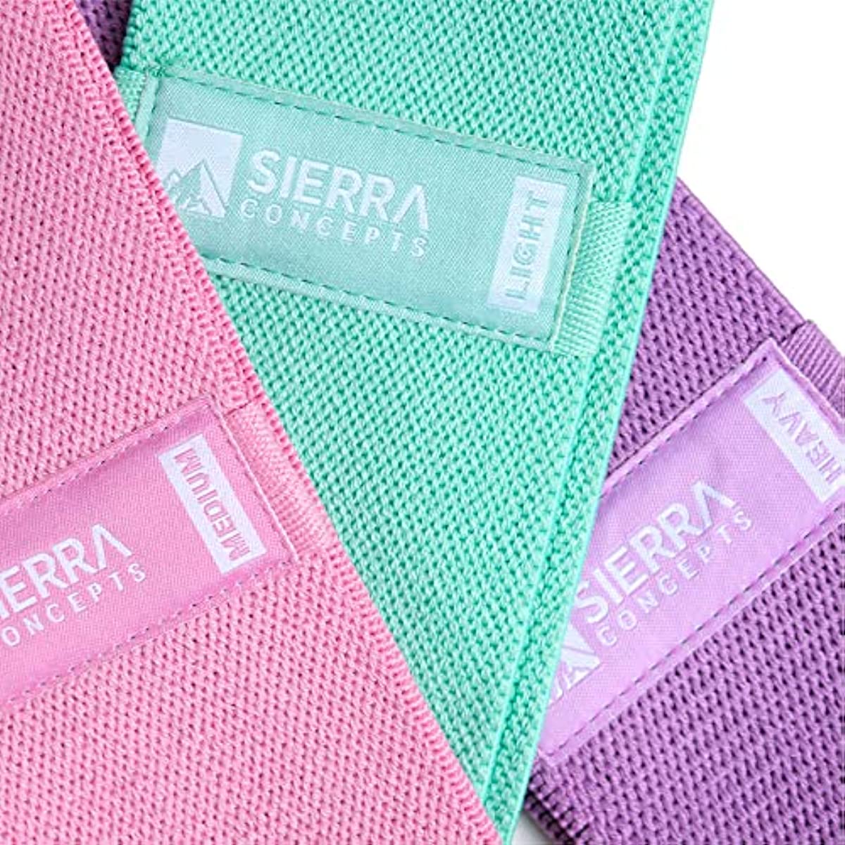 Sierra Concepts Resistance Booty Bands & 2-Pack Jump Rope Skipping Workout Set for Women - Fitness Exercise Equipment Working Out on Leg, Butt, Set of 3 Stretch Fabric Band at Home or Gym