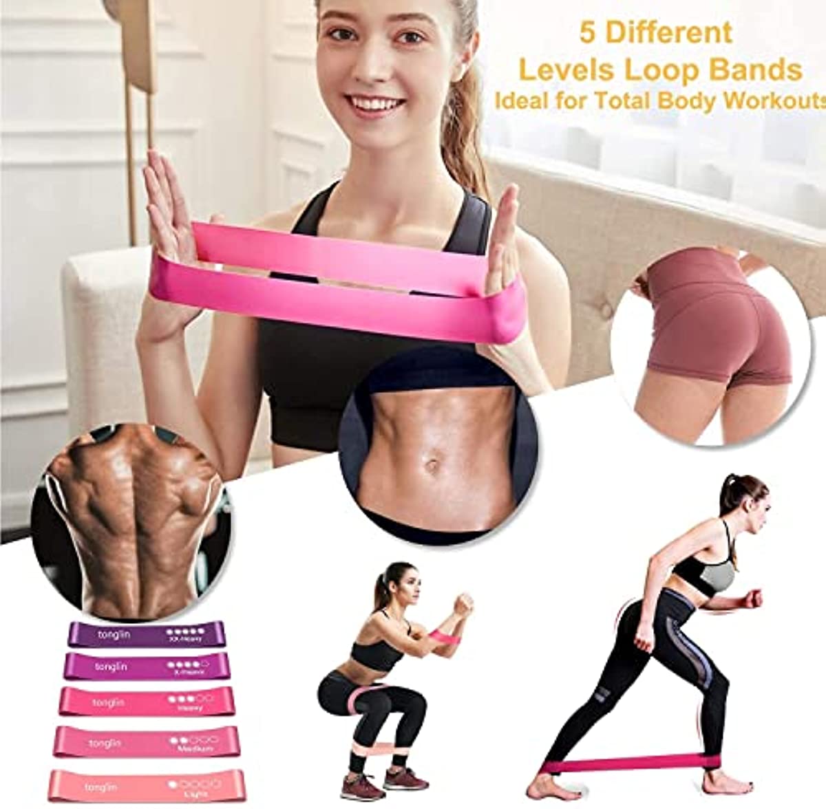 Resistance Bands, Resistance Band Set, Motion Band with Door Anchor, Female Fitness Equipment, Yoga, Male Muscle Training, Physical Therapy, Body -Shaping,for Family Exercise Set (17 Pieces)