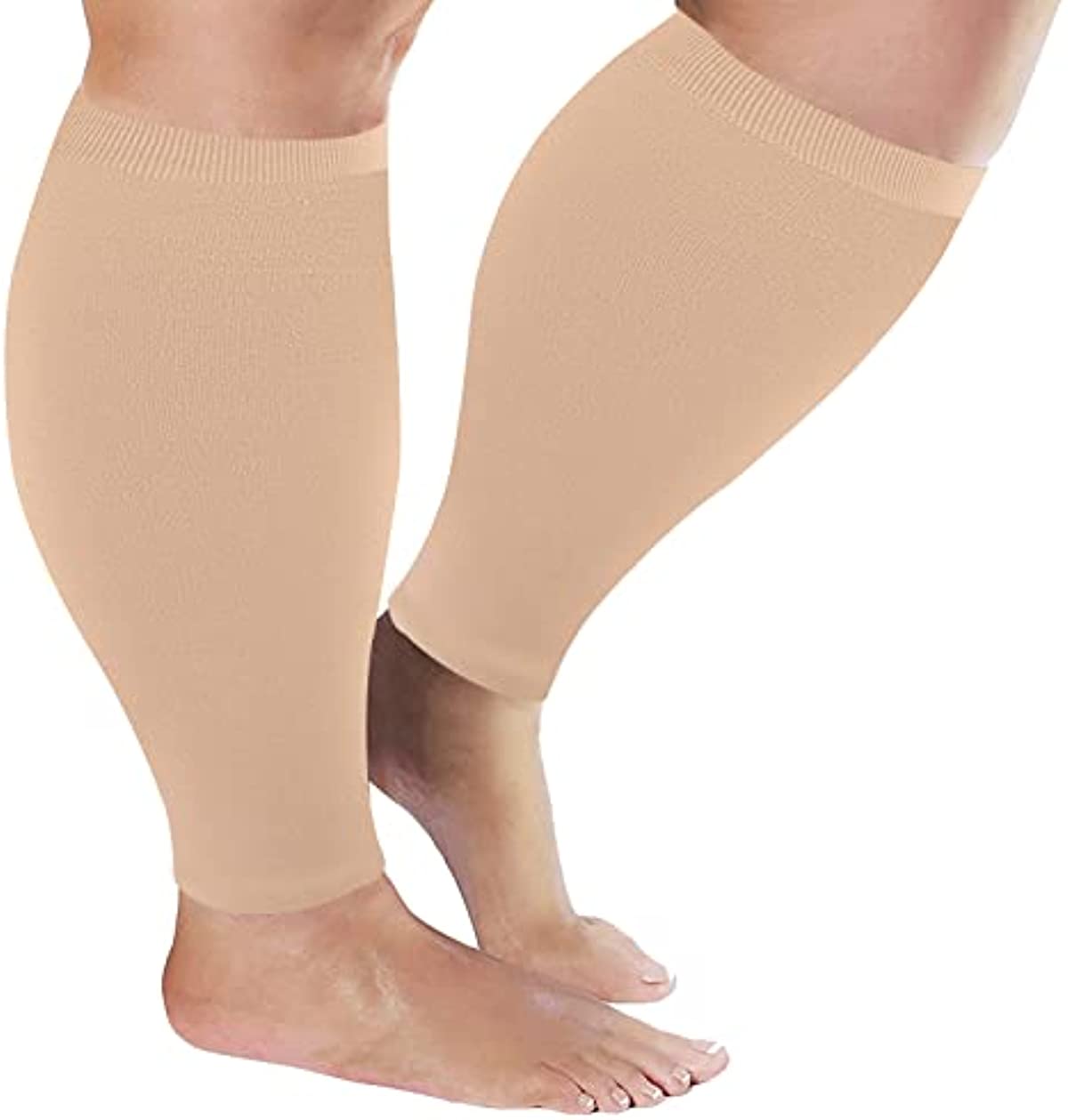 Plus Size Compression Sleeves for Calves Women Wide Calf Compression Legs Sleeves Men 5XL, Relieve Varicose Veins, Edema, Swelling, Soreness, Shin splints, for Work, Travel, Sports and Daily Wear
