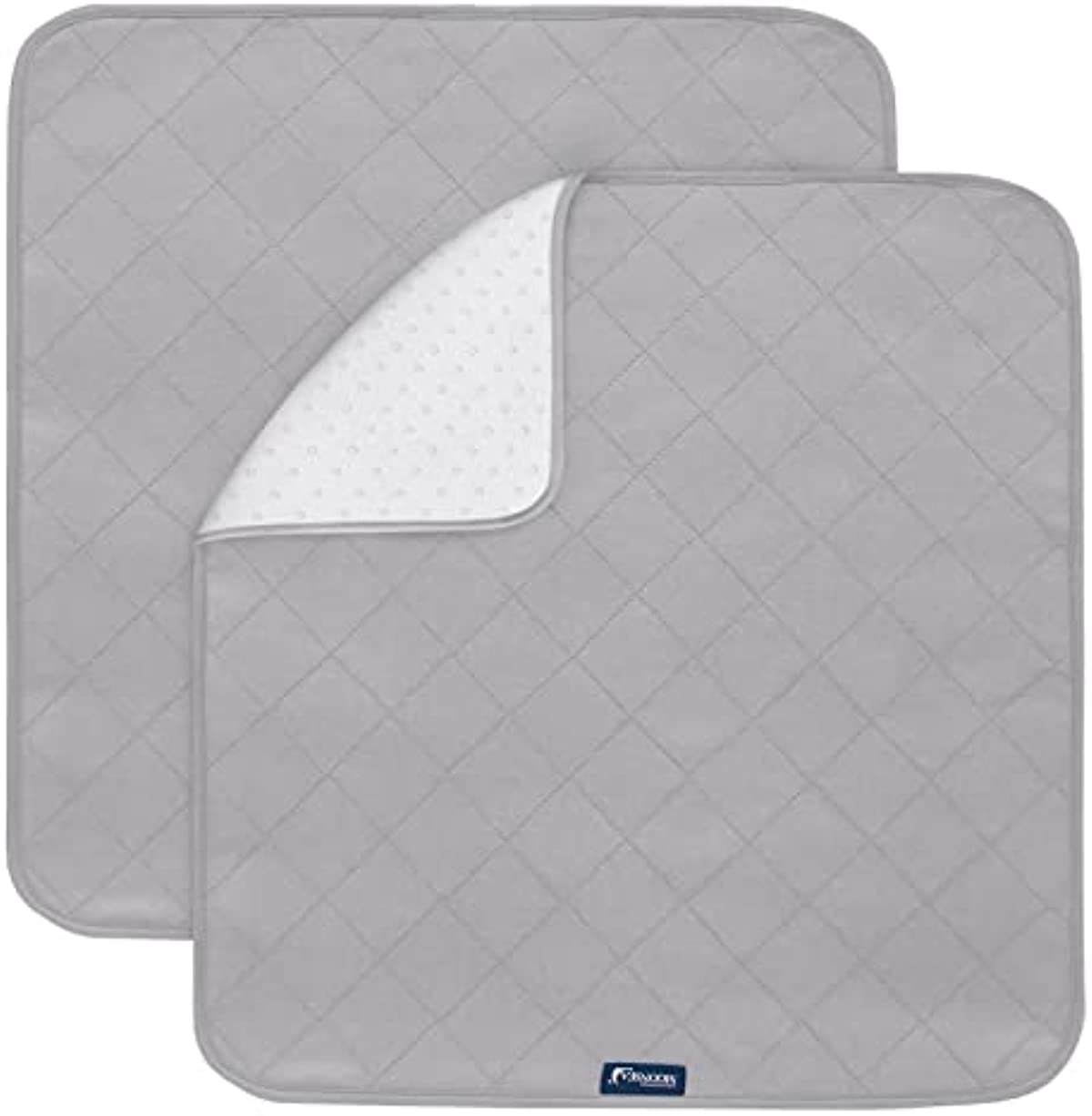 Waterproof Incontinence Chair Pads 2 Pack Non Slip Absorbent Pads, 22\" x 21\" Wheelchair Reusable Seat Pads Cover, Washable Nursery Pee Pad Seat Protector - Gray