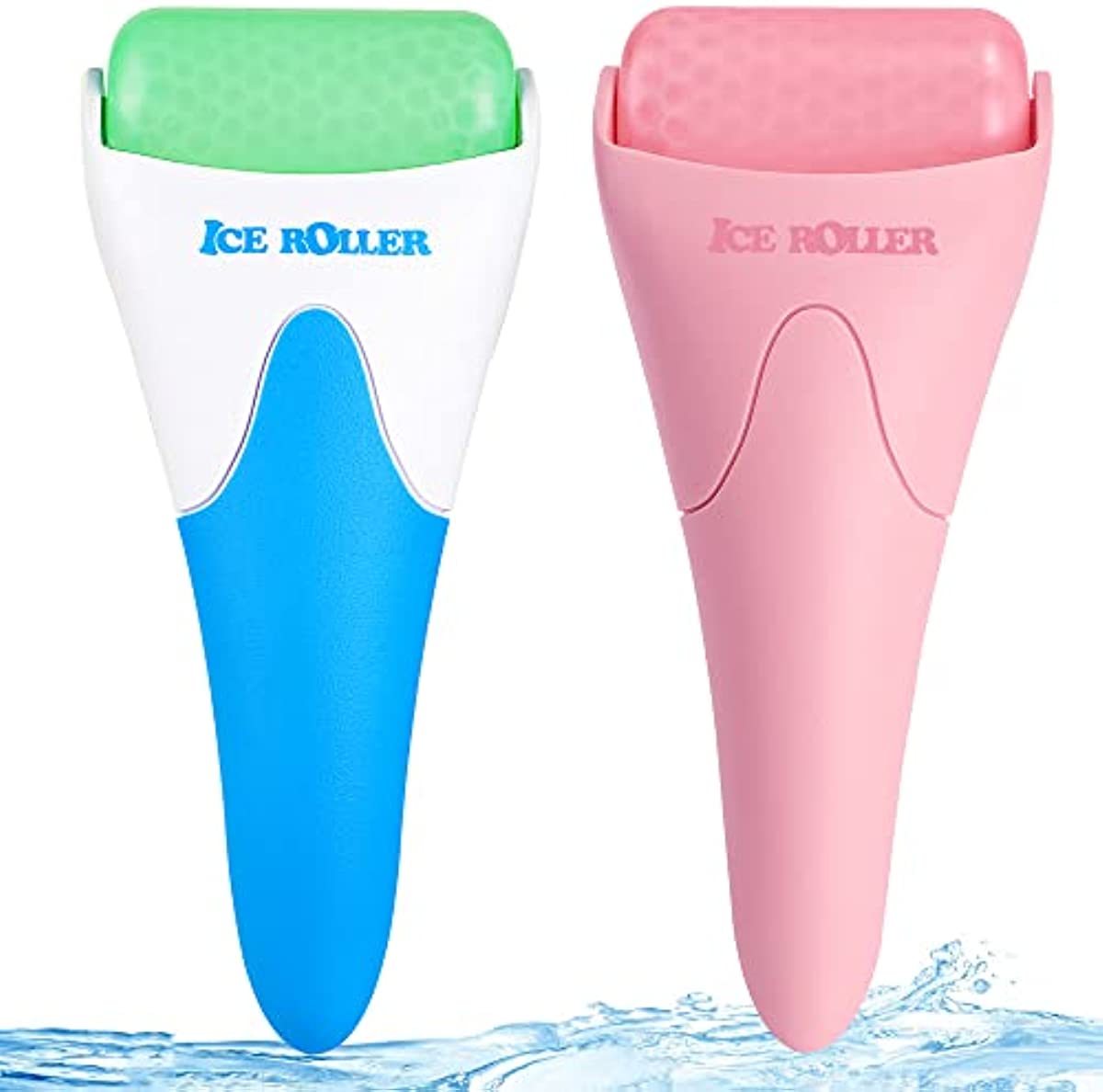 2 Pack Ice Rollers for Face, Eyes and Whole Body Relief, Face Roller Skin Care Tool for Migraine Relief and Blood Circulation (Green+Pink)