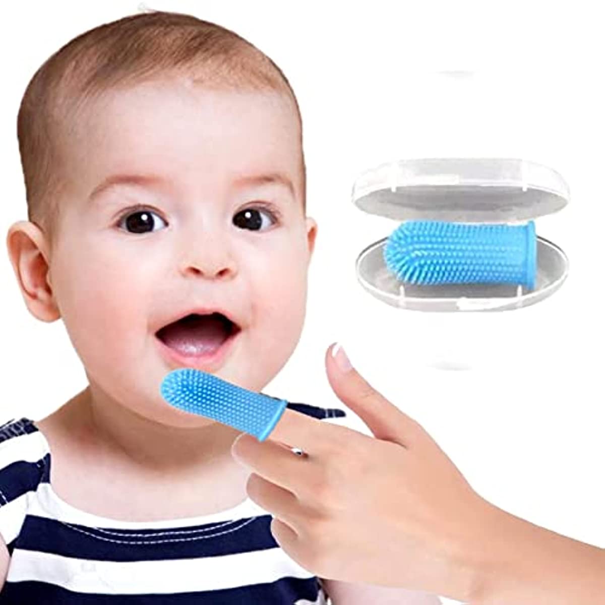 Silicone Baby Finger Toothbrush with 360° Bristles, Toddler Toothbrush Age 1-2, 100{6f0234061ce864f4be6eb94402f0ec8b7bd6ca8016a987b3012c939597c552ee} BPA Free for Babies and Toddlers, 360 Degree Design Infant Toothbrush for Teeth and Gums (1 Pack)