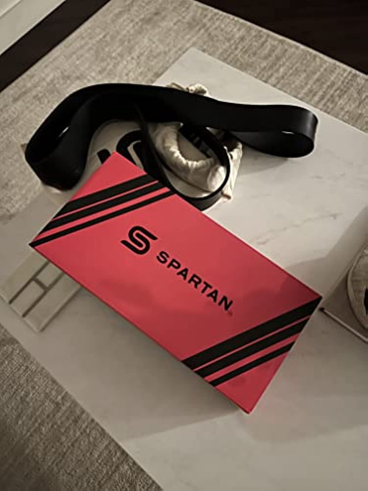 Spartan Resistance Band Set - Premium Quality Latex - 4 Resistance Levels - Sleek Black Bands - Perfect for Pull Ups, Warm Ups, Joint Mobs, Plyometric Exercises, Crossfit, and Power Lifting
