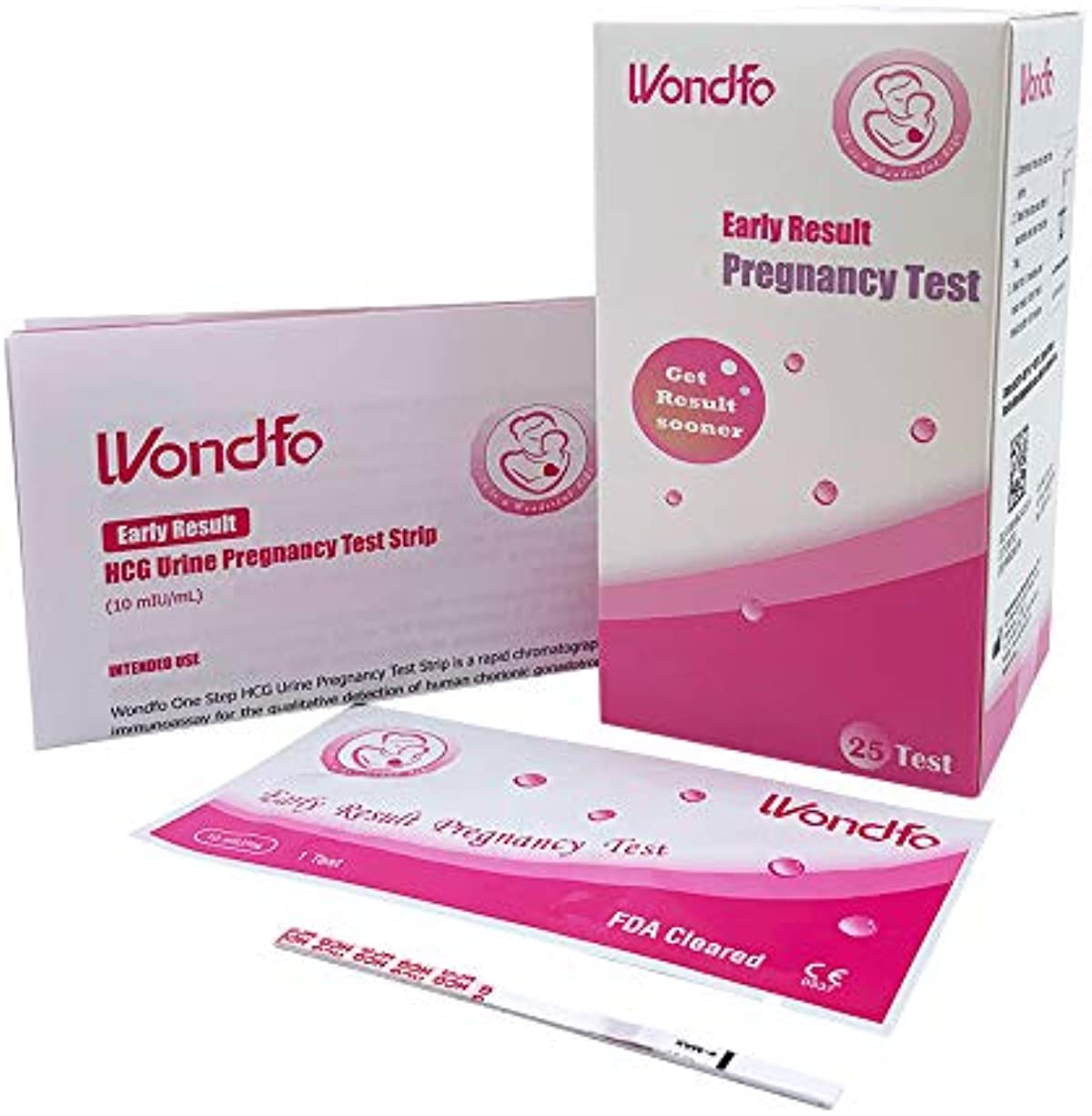 Wondfo Pregnancy Test Strips Early Detection - Extra Sensitive 10 MIU/ML HCG Early Predictor Kit (25 Count)