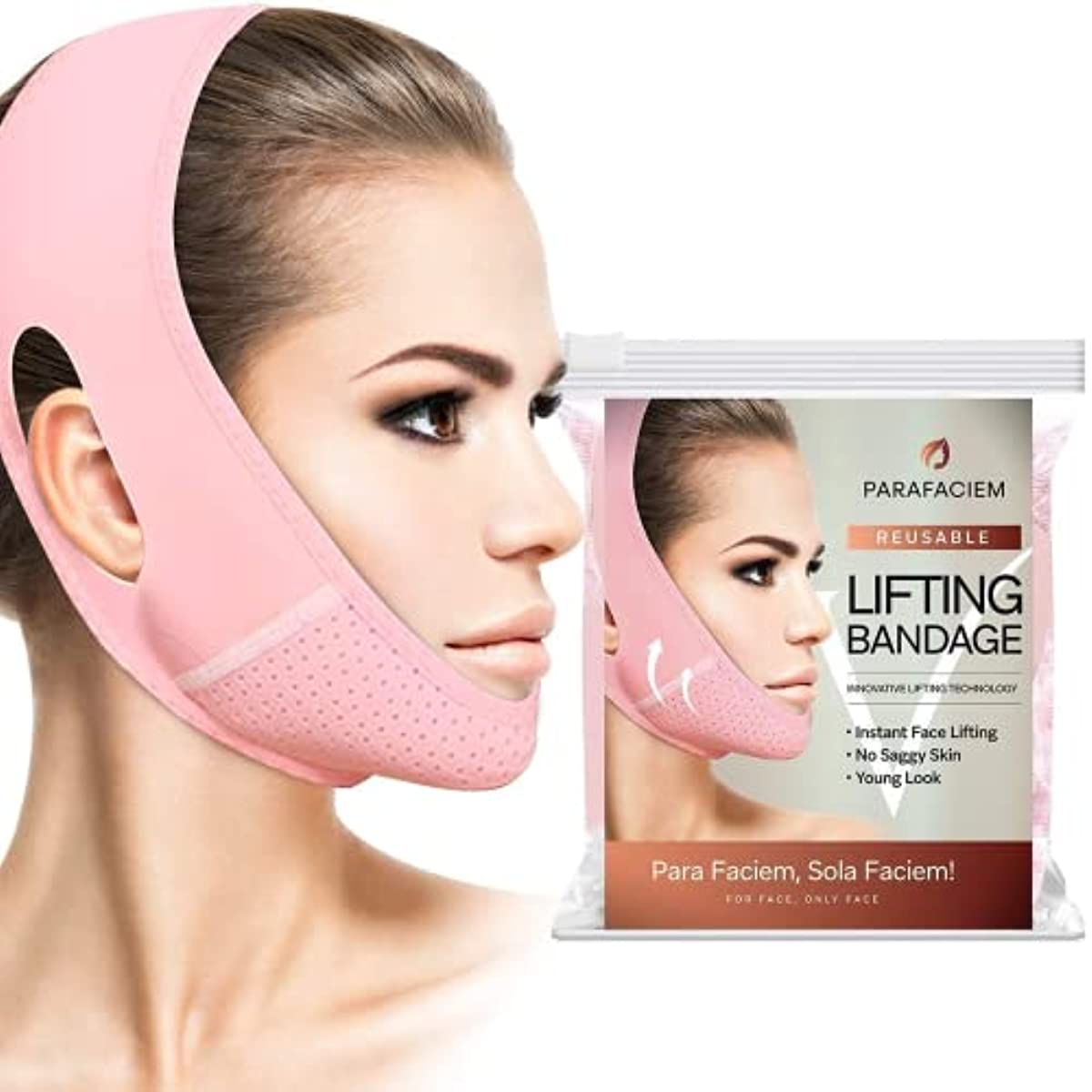 ParaFaciem Reusable V Line lifting Mask Facial Slimming Strap - Double Chin Reducer - Chin Up Mask Face Lifting Belt - V Shaped Slimming Face Mask