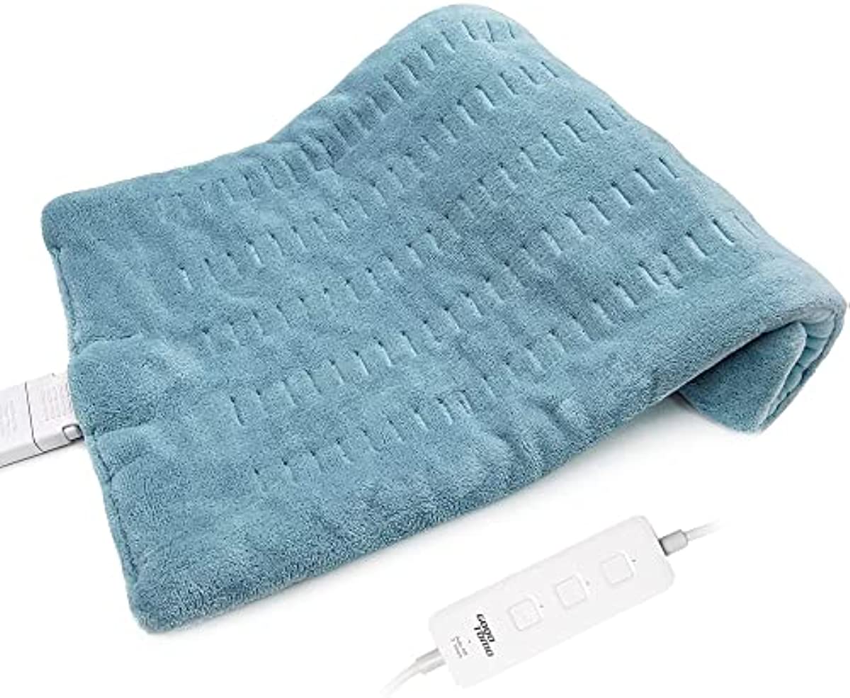 Weighted Heating Pad Fast Heated Technology for Back/Waist/Abdomen/Shoulder/Neck Pain and Cramps Relief - Moist and Dry Heat Therapy with Auto-Off Hot Heated Pad by GOQOTOMO (12*24\", Green)