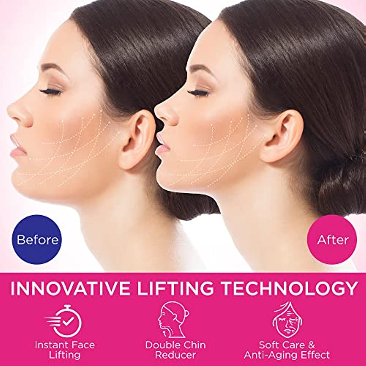 Reusable Double Chin Reducer- V Line Mask -Double Chin Remover-Facial Slimming Chin Strap-Chin Up Mask Face Lifting Belt V Shaped Slimming Face Mask