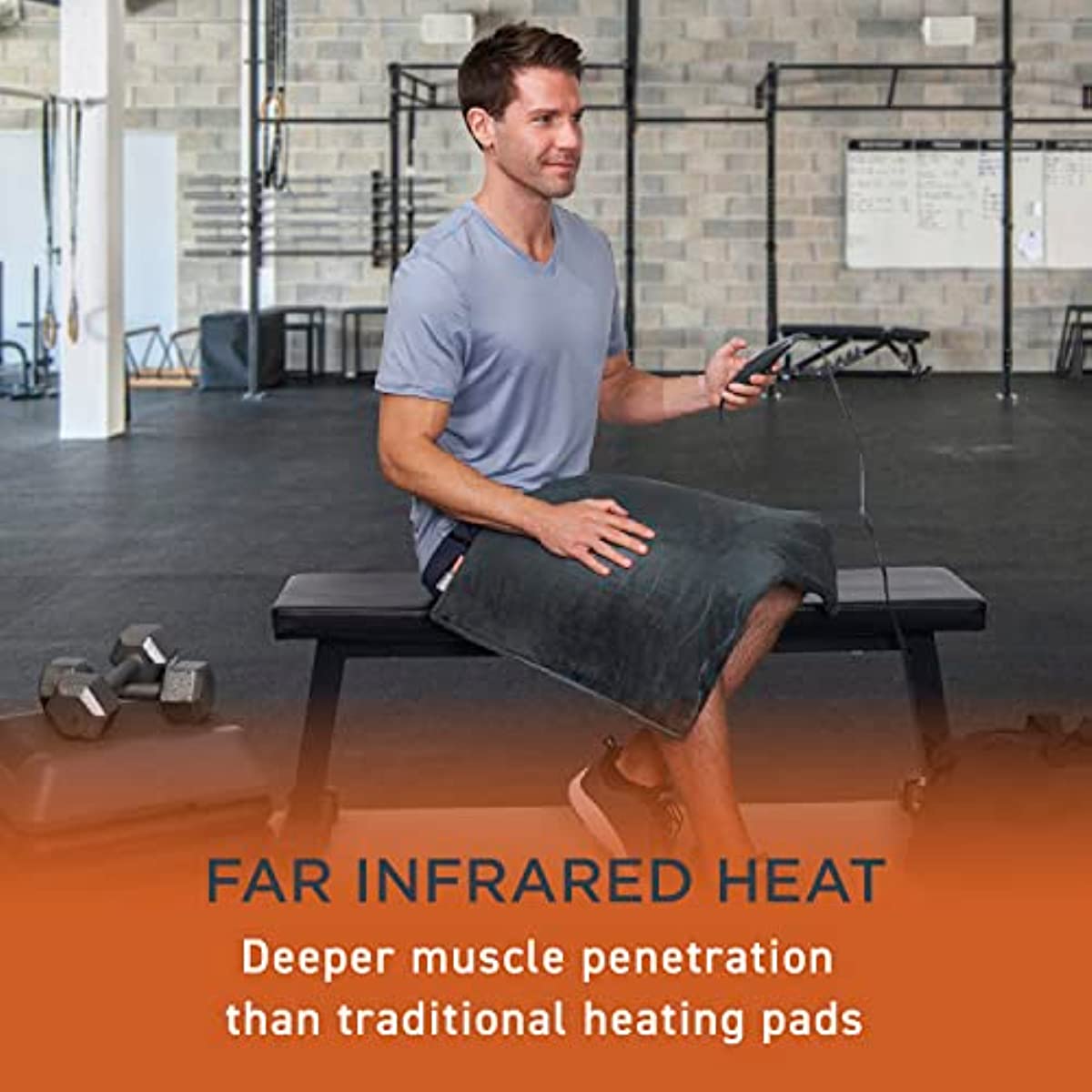 Pure Enrichment® PureRelief™ Pro Far Infrared Ultra-Wide Heating Pad - Deeper Muscle Relief for Back, Neck, Shoulder, & Knee Pain in Athletes, 4 Heat Settings, Dry/Moist Heat, 20” x 24” Wide Size